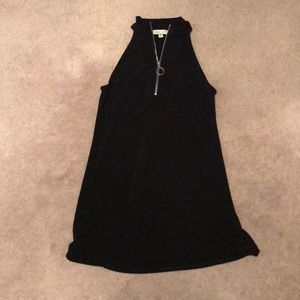 O-ring zipper neck swing dress